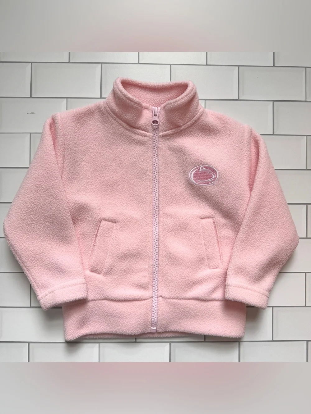 24M🐾 Penn State Nittany Lions Pink Fleece Zipper Jacket w/ Logo Embroidered